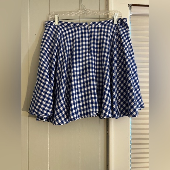 J.Crew Pleated Linen Gingham Mini Skirt Blue White Size - Picture 8 of 8